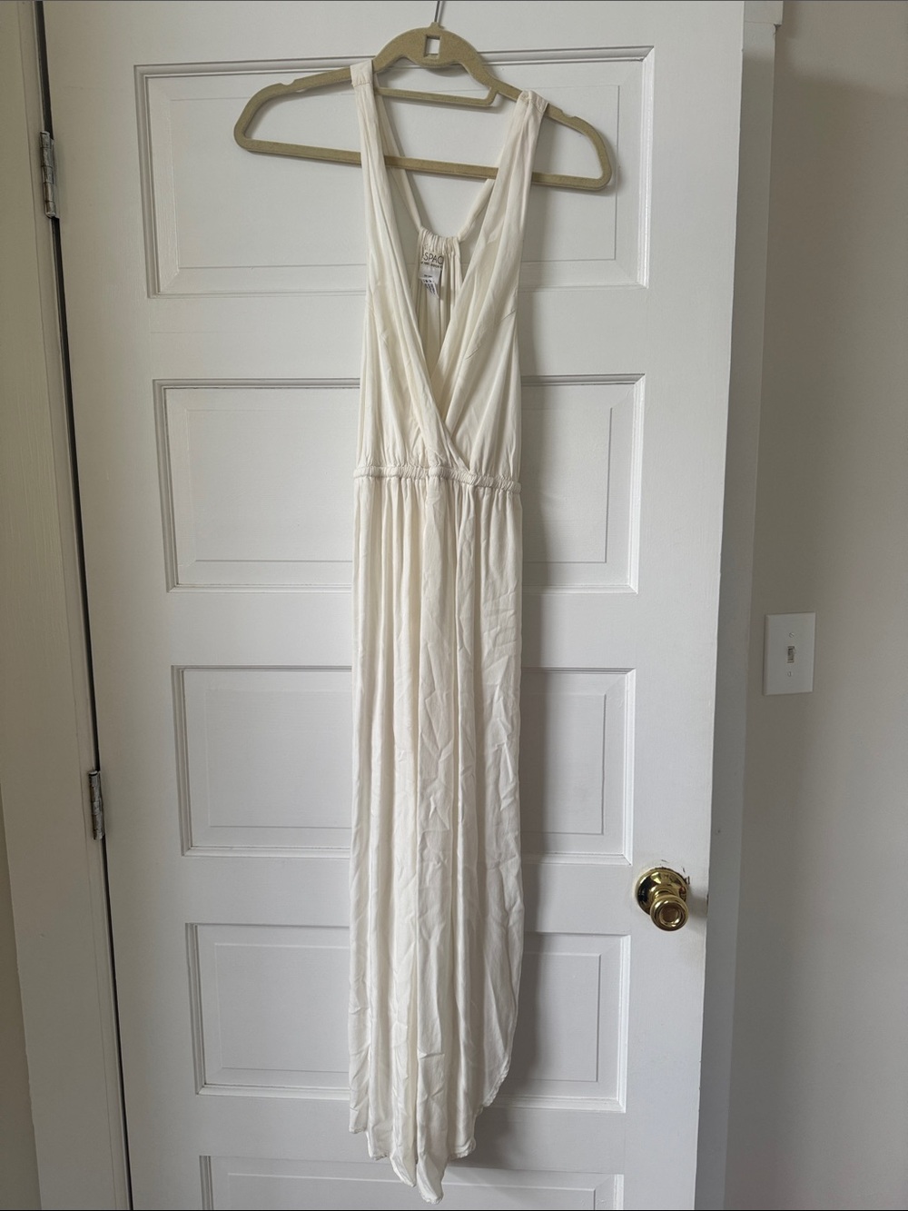 l*space White Sleeveless V-Neck Maxi Coverup